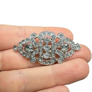 Vintage Jewelry Rhinestone Brooch Gray Rhinestone Pin